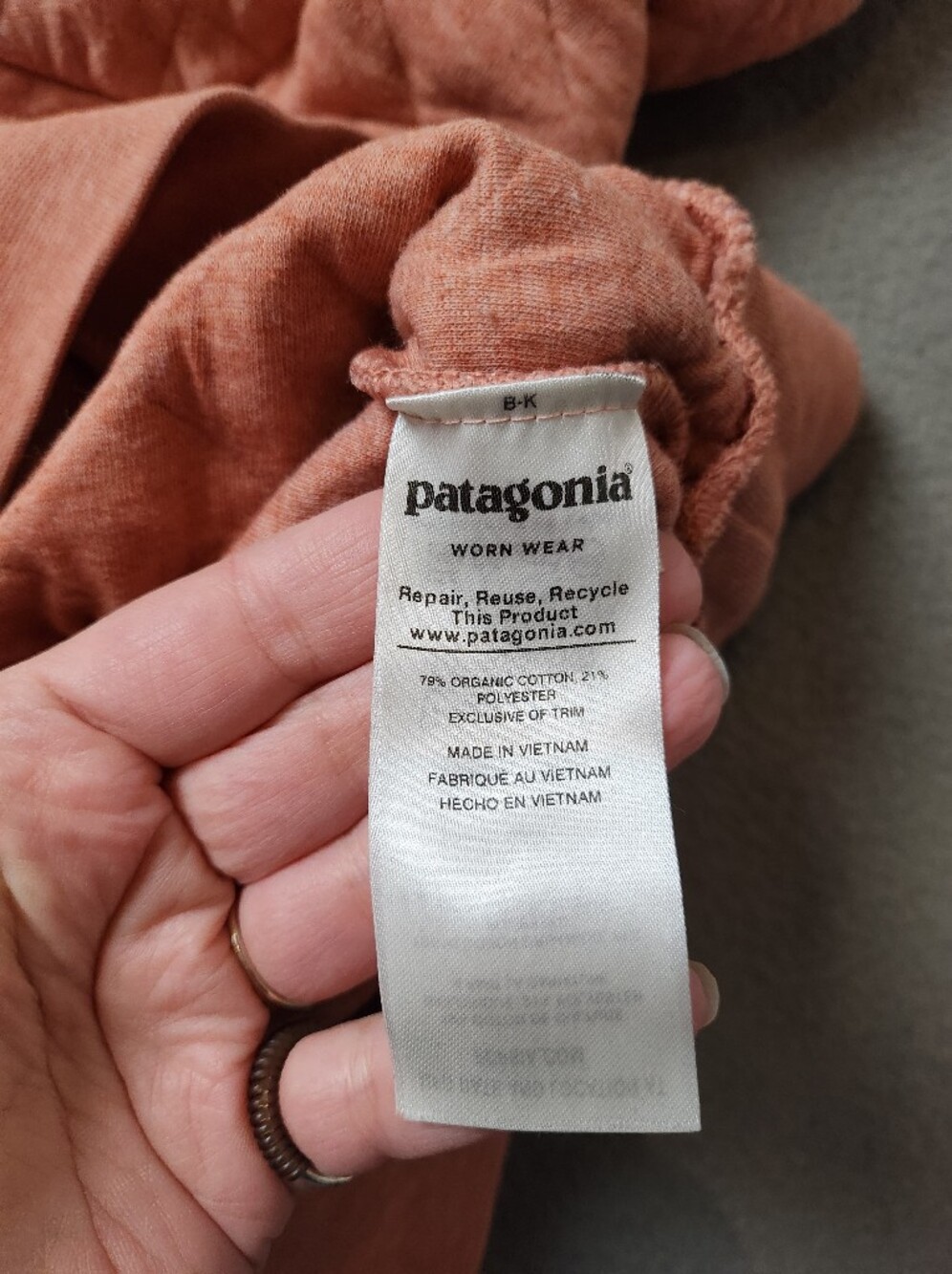 Patagonia Quilted Organic Cotton Sweatshirt Dusty Rose Pink Sz L Worn Wear - Picture 7 of 13